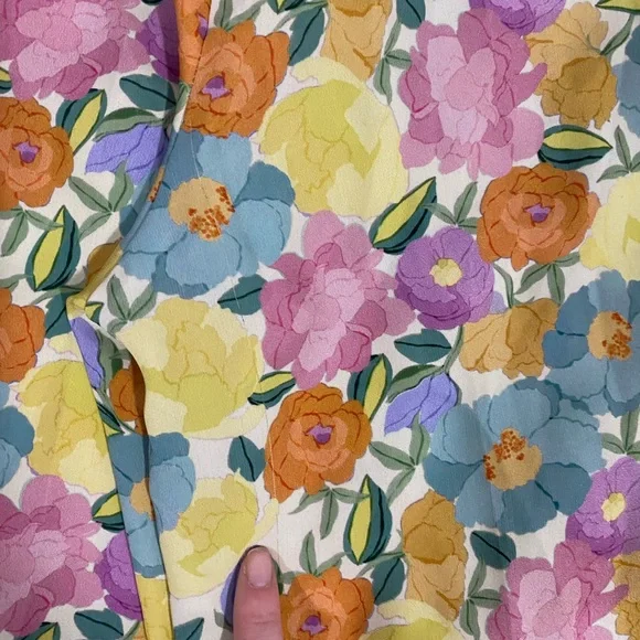 Zara Spring Color Floral Satin Wide Leg Pants - Picture 9 of 11